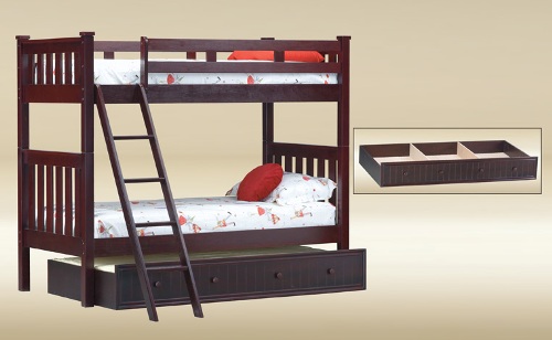 BT309-WA Twin over Twin Temple Bunk Bed in Walnut