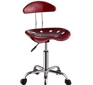 Item # 045CHR Dark Red & Chrome Adjustable Height Rolling Chair