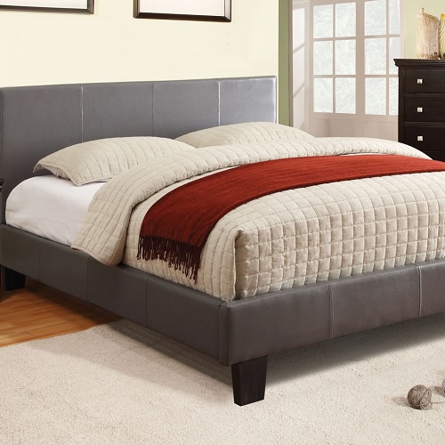 Item # 012Q Padded Leatherette Platform Queen Bed