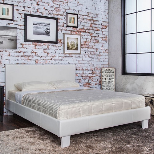 Item # 014Q Padded Leatherette Platform Queen Bed