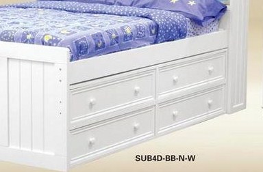 1801W Four Drawer Under Bed Storage in White