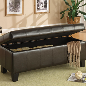 Item # 008SB Lift-Top Storage Bench in Dark Brown - Finish: Dark Brown<br><br>Available in Floral, Leopard, Chocolate Corduroy, Red, Taupe or Purple Bi-case Vinyl<br><br>Dimensions: 43 x 17 x 18