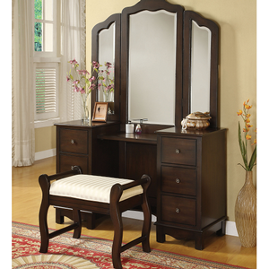 Item # A0024M - Finish: Brown<br><br>Vanity Desk & Stool Sold Separately<br><br>Dimensions: 46 x 41