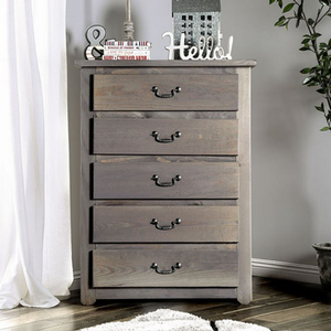 Item # 016CH 5 Drawer Chest - Finish: Weathered Gray<br><br>Dimensions: 36W x 20D x 47 3/4H