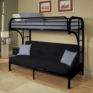 M Bunkbed 090 - Finish: Black<br><br>Available in Yellow, Green, Red, White, Blue, Silver & Purple Finish<br><br>Available in Twin XL/Queen Futon Bunk Bed<br><br>Dimensions: 78