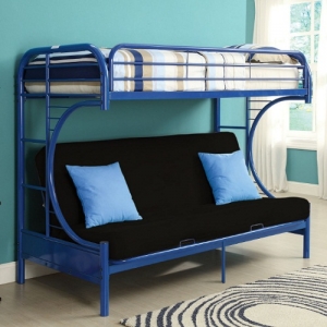 Item # A0153MBB - Finish: Blue<br><br>Available in Yellow, Green, Red, White, Black, Silver & Purple<br><br>Available in Twin XL/Queen Futon Bunk Bed<br><br>Slats System Included<br><br>Dimensions: 78