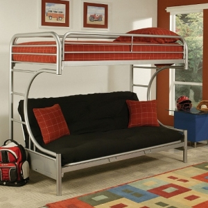 Item # A0156MBB - Finish: Silver<br><br>Available in Yellow, Green, Red, White, Black, Blue & Purple Finish<br><br>Available in Twin XL/Queen Futon Bunk Bed<br><br>Slats System Included<br><br>Dimensions: 78