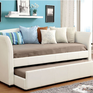 Item # A0029WD - Contemporary Style<br><Br>Leatherette Platform Daybed<br><br>Twin Trundle w/ Casters<Br><Br>Slat Kit Included<Br><Br>
