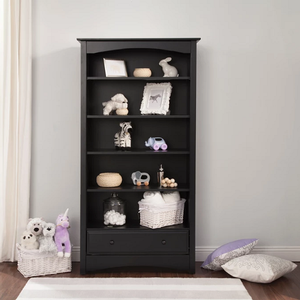 Item # 025BC - Finish: Ebony<br><br>Available in White, Chestnut, Espresso & Slate<br><br>Dimensions: 36.25 L x 14.25 W x 70.25 H<br><br>Assembled Weight: 97lbs<br><br>Shelf Measurements: 30.5 L x 12.25 W<br><br>Drawer Measurements: 28.5 L x 11.25 W x 4.5 H