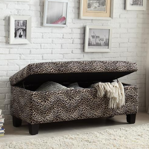 Item # 035SB Lift-Top Storage Bench - Finish: Leopard<br><br>Available in Floral<br><br>Dimensions: 43 x 17 x 18H