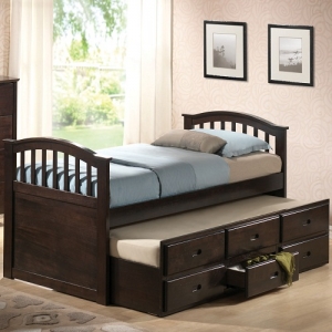 Item # A0034CPT - Finish: Dark Walnut<br>No Box Spring Required<br>Available in Twin Size<br>Dimensions: 80 x 58 x 39H
