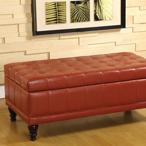 Item # 085SB Upholstered Storage Ottoman - Finish: Mahogany Red<br><br>Available in Espresso<br><br>Dimensions: 44 1/2