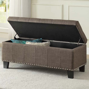 Item # 052SB Lift Top Storage Bench in Brown - Finish: Brown<br><br>Available in Gray Fabric<br><br>Dimensions: 43 x 18 x 18.75H
