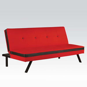 Item # 056FN Adjustable Sofa - Finish: Red/Black<br><br>Dimensions: Sofa - 68L x 33D x 32H<br><br>Bed - 68L x 40D x 15H