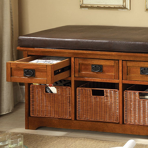 Item # 057SB Storage Bench with Drawers - Finish: Antique Oak<br><br>Dimensions: 42