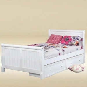 Item # 0508 Full Sleigh Bed in White - *Underbed Drawers Sold Separately*