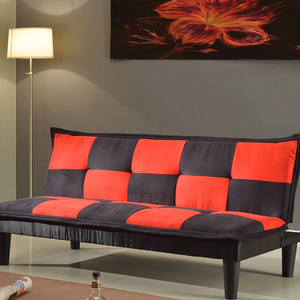 Item # 060FN Adjustable Sofa - Finish: Black/Red Microfiber<br><br>Dimensions: Sofa - 70L x 34D x 31H<br><br>Bed - 70L x 41D x 15H
