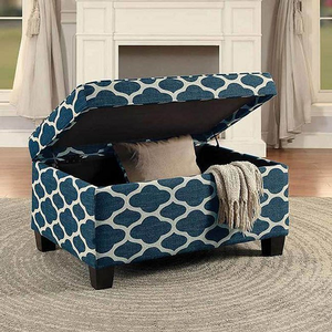 Item # 061SB Lift-Top Storage Cocktail Ottoman - Finish: Blue/White<br><br>Available in Brown/White Fabric<br><br>Dimensions: 36 x 26 x 19.5H