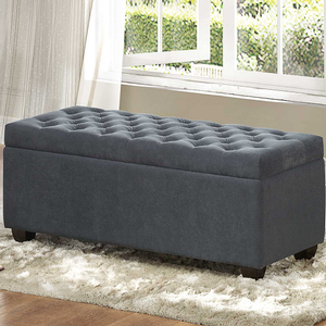 Item # 063SB Lift-Top Upholstered Grey Storage Bench - Finish: Grey Fabric<br><br>Dimensions: 44.5 x 19 x 18.75H