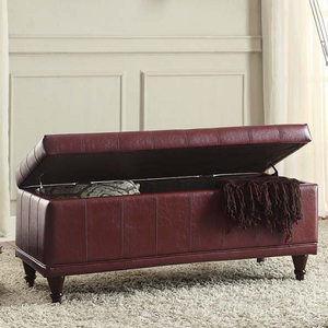 Item # 069SB Lift-Top Storage Bench in Red - Finish: Red<br><br>Available in Cream Fabric, Dark Brown, Purple, Red & Taupe Bi-Cast Vinyl<br><br>Dimensions: 42 x 17 x 19H