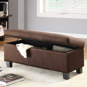 Item # 073SB Lift-Top Storage Bench - Finish: Chocolate<br><br>Available in Floral, Leopard, Dark Brown, Red, Taupe or Purple Bi-Cast Vinyl<br><br>Dimensions: 43 x 17 x 18