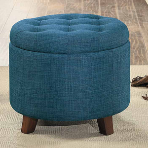 Item # 086SB Blue Storage Ottoman - Finish: Blue<br><br>Available in Beige & Yellow Fabric<br><br>Dimensions: 20 Dia x 17H