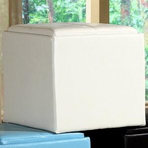 Item # 088SB Storage Cube Ottoman in White - Finish: White<br><br>Available in Black, Blue, Brown, Green, Red & White Bi-Cast Vinyl<br><br>Dimensions: 17 x 17 x 17.5H