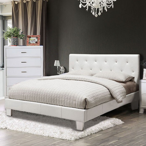 Item # 090Q Queen Leatherette Bed - Finish: White Leatherette<br><br>Available in Black Leatherette & Blush Pink Flannelette<br><br>Dimensions: 81 1/2L x 42 1/2W x 41H