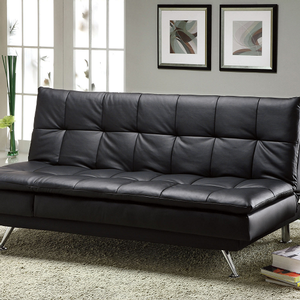Item # 091FN Leatherette Futon Sofa - Finish: Black<br>
