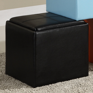 Item # 009SB Storage Cube Ottoman in Black - Finish: Black Bi-Cast Vinyl<br><br>Available in Blue, Brown, Green, Red, Orange & White Bi-Cast Vinyl<br><br>Dimensions: 17 x 17 x 17.5H