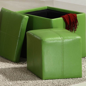 Item # 077SB Storage Cube Ottoman in Green - Finish: Green<br><br>Available in Black, Blue, Brown, Red, Orange & White Bi-Cast Vinyl<br><br>Dimensions: 17 x 17 x 17.5