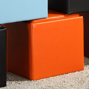 Item # 105SB Storage Cube Ottoman in Orange - Finish: Orange<br><br>Available in Black, Blue, Brown, Green, Red & White Bi-Cast Vinyl<br><br>Dimensions: 17 x 17 x 17.5H