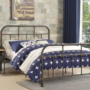 Item # A0020B - Twin Iron Bed<br>Available in Full Size Bed<br>Finish: Sandy Gray<br>Dimensions: 80 x 43 x 45H