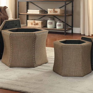 Item # 036SB 2-Piece Storage Ottoman - Finish: Brown<br><br>Available in Blue, Mustard & Red Finish<br><br>Dimensions: 21 x 23.75 x 19.75H