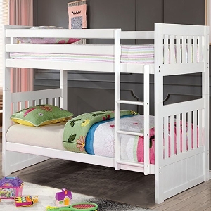 TT Bunkbed 014 - <br>Finish: White<br><br>Available in Twin/Full<br><br>Dimensions: 80 L X 43 W X 72 H