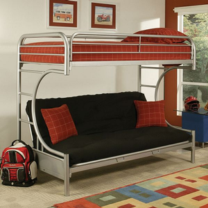 Item # A0184MBB - Finish: Silver<br><br>Available in White, Black & Blue<br><br>Available in Twin/Full Bunk Bed<br><br>Dimensions: 84