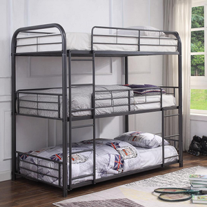 Item # A0185MBB - Finish: Gunmetal<br><br>Available in Triple Twin Bunk Bed<br><br>Available in Silver, White & Sandy Black Finish<br><br>Slats System Included<br><br>Dimensions: 79