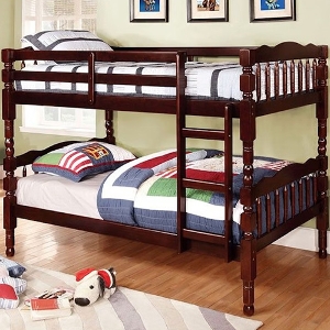 TT Bunkbed 016 - <br>Finish: Cherry<br><br>Available in Dark Walnut or Oak Finish<br><br>Foundation Required<br><br>Dimensions: 80 1/4 L X 42 3/4 W X 59 1/2 H