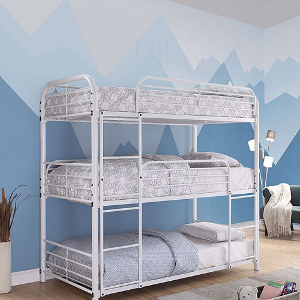 Bunkbed Triple 002 - Finish: White<br><br>Available in Black & Silver<br><br>Dimensions: 78 L X 42 1/8 W X 75 1/2 H
