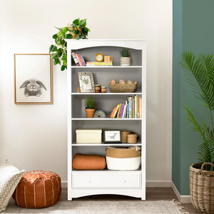 Item # 137BC - Finish: White<br><br>Available in Chestnut, Espresso, Ebony & Slate<br><br>Dimensions: 36.25 L x 14.25 W x 70.25 H<br><br>Assembled Weight: 97lbs<br><br>Shelf Measurements: 30.5 L x 12.25 W<br><br>Drawer Measurements: 28.5 L x 11.25 W x 4.5 H