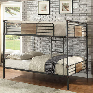 TQ Bunkbed 015 - Finish: Sandy Black / Hand Brushed Dark Bronze<br><br>Bunkie Board Not Required<br><br>Available in Twin/Full<br><br>Dimensions: 83