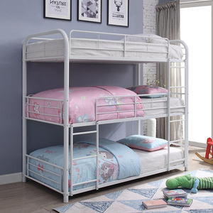 Item # A0207MBB - Finish: White<br><br>Available in Silver, Gunmetal & Sandy Black<br><br>Available in Triple Full Bunk Bed<br><br>Dimensions: 79
