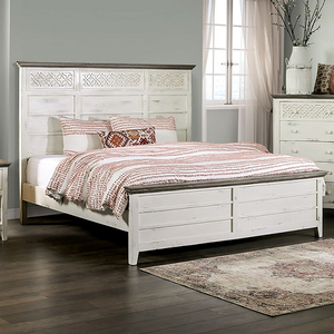 Item # 006F - Finish: Vintage Ivory & Rustic Gray<br><br>Available in Twin<br><br>Dimensions: 88 L X 60 W X 64 H