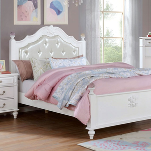 Twin Bed 019 - Finish: White<br><br>Upholstery Color: Pearl White<br><br>Available in Full Size<br><br>Dimensions: 82 L X 43 W X 56 H 