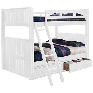 FF Bunkbed 033 - Finish: White<br><br>Finish: Black<br><br>Available in Twin/Twin, Twin/Full & Twin/Queen<br><br>Available in Blue, Grey, White, Antique Oak & Espresso<br><br>Dimensions: 83 L x 59 W x 71 H