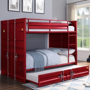 FF Bunkbed 035 - Finish: Red<br><br>Available in Twin/Twin<br><br>Gunmetal, White & Blue<br><br>Dimensions: 78 L X 56 W X 65 H 