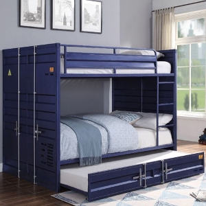 FF Bunkbed 034 - Finish: Blue<br><br>Available in Twin/Twin<br><br>Gunmetal, White & Red<br><br>Dimensions: 78 L X 56 W X 65 H 