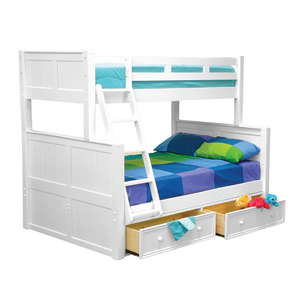 TF Bunkbed 021 - Finish: White<br><br>Available in Twin over Twin and Full over Full<br><br>Available in Birch, Black, Blue, Dark Pecan, Pecan, and Walnut<br><br>Dimensions: 59 W x 83 L x 71 H