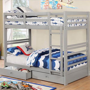 TT Bunkbed 006 - Finish: Gray<br><br>Available in Black, Dark Walnut or White<br><br>Foundation Required<br><br>Dimensions: 78 3/8 L X 41 5/8 W X 65 1/2 H