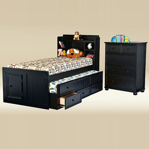 Twin Bed 016 - Finish: Black<br><br>Available in Twin Size<br><br>Available in White, Blue, Espresso & Grey<br><br>Dimensions: 86 W x 40 D x 53 H